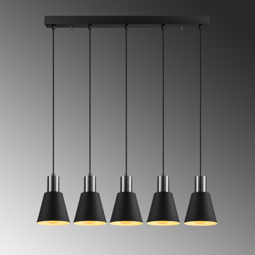 Lustre sur câble KEM 5xE27/40W/230V noir