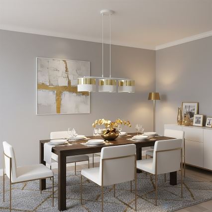 Lustre sur câble LUX 3xE27/15W/230V blanc/doré