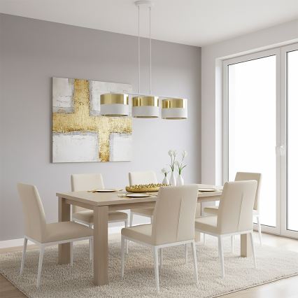 Lustre sur câble LUX 3xE27/15W/230V blanc/doré
