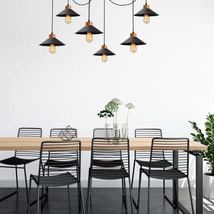 Lustre sur câble MANAVGAT 6xE27/40W/230V, style araignée, noir/marron