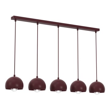 Lustre sur câble SOOL 5xE27/15W/230V bordeaux
