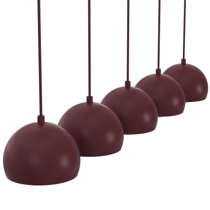 Lustre sur câble SOOL 5xE27/15W/230V bordeaux