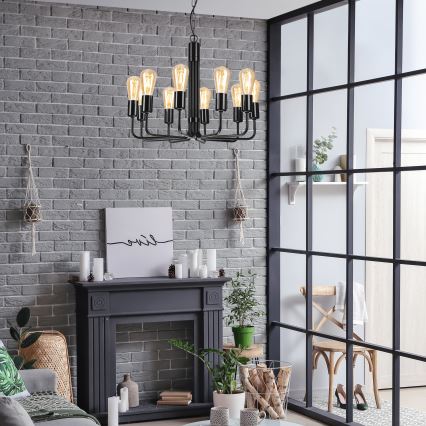 Lustre sur chaîne 10xE27/60W/230V noir