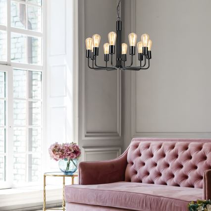 Lustre sur chaîne 10xE27/60W/230V noir