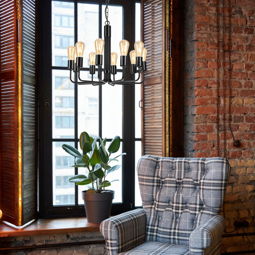 Lustre sur chaîne 10xE27/60W/230V noir