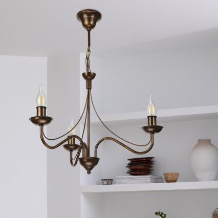 Lustre sur chaîne ANTON 3xE14/15W/230V bronze
