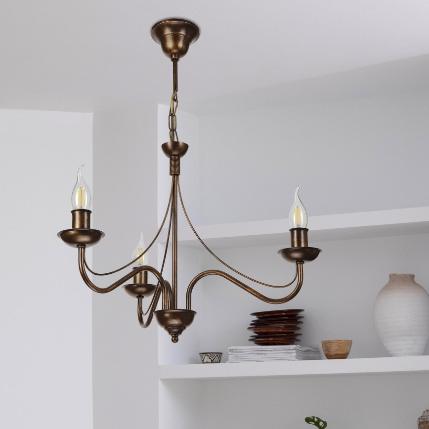 Lustre sur chaîne ANTON 3xE14/15W/230V bronze