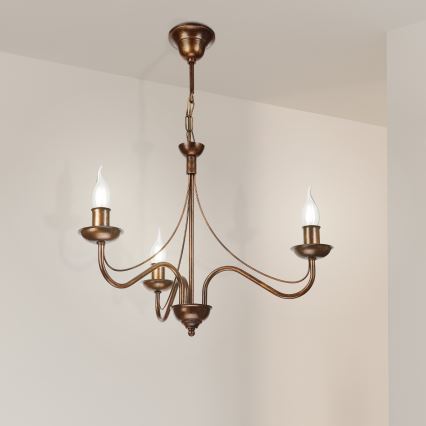 Lustre sur chaîne ANTON 3xE14/15W/230V bronze