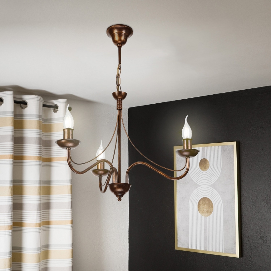Lustre sur chaîne ANTON 3xE14/15W/230V bronze