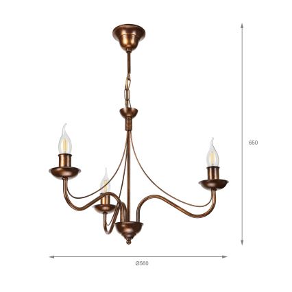 Lustre sur chaîne ANTON 3xE14/15W/230V bronze