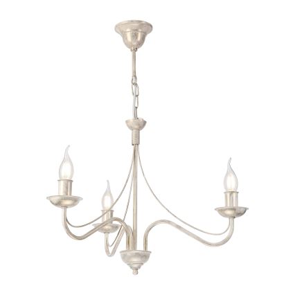 Lustre sur chaîne ANTON 3xE14/60W/230V, finition blanc patiné
