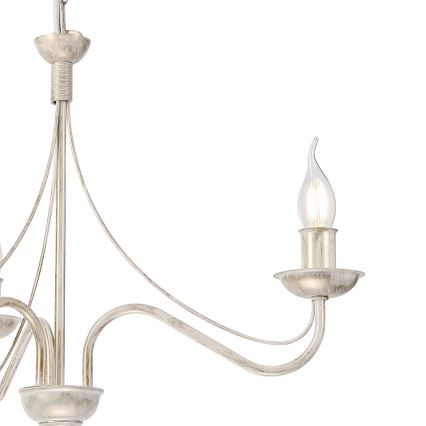 Lustre sur chaîne ANTON 3xE14/60W/230V, finition blanc patiné