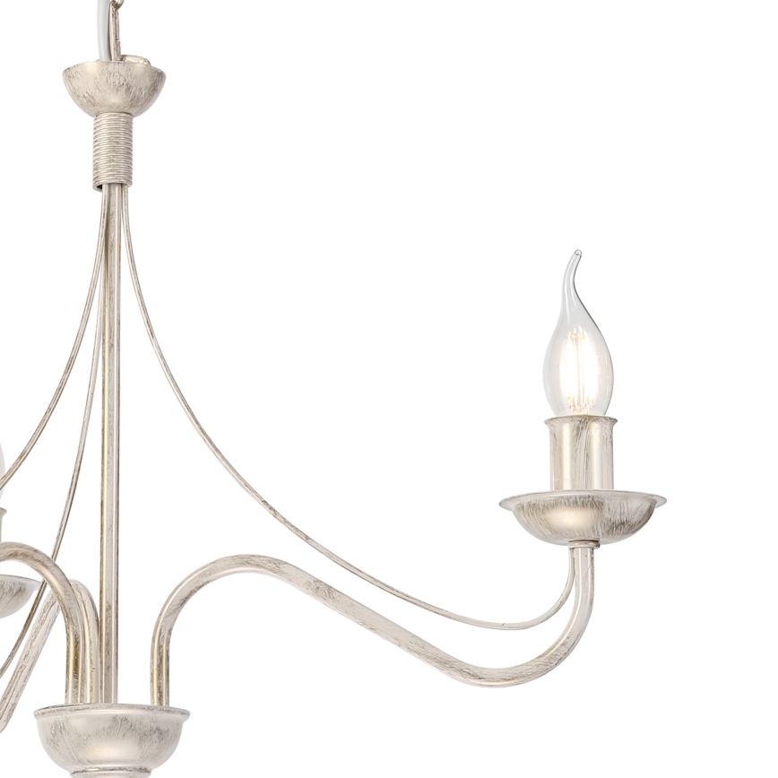 Lustre sur chaîne ANTON 3xE14/60W/230V, finition blanc patiné