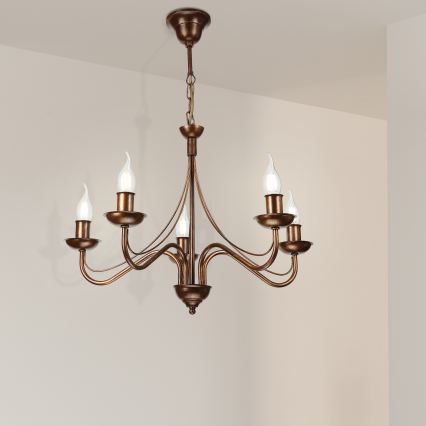 Lustre sur chaîne ANTON 5xE14/15W/230V bronze