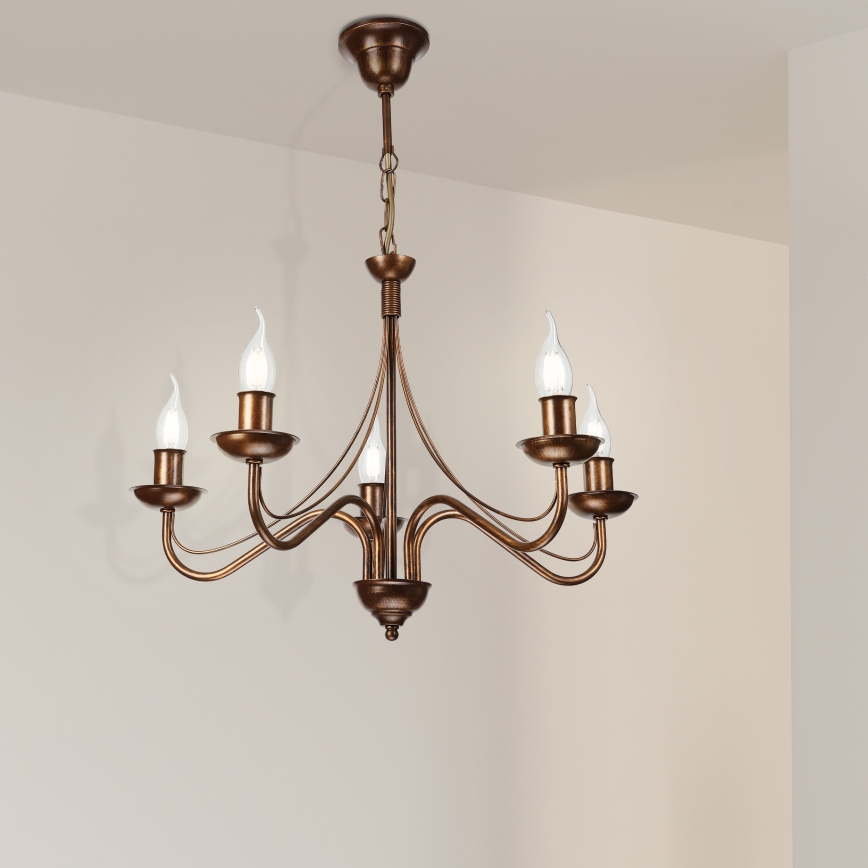 Lustre sur chaîne ANTON 5xE14/15W/230V bronze