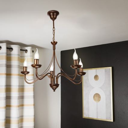 Lustre sur chaîne ANTON 5xE14/15W/230V bronze