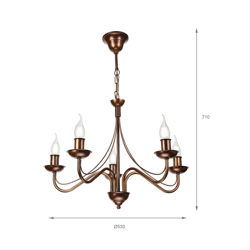 Lustre sur chaîne ANTON 5xE14/15W/230V bronze