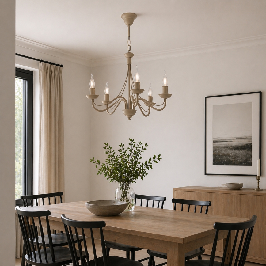 Lustre sur chaîne ANTON 5xE14/60W/230V beige
