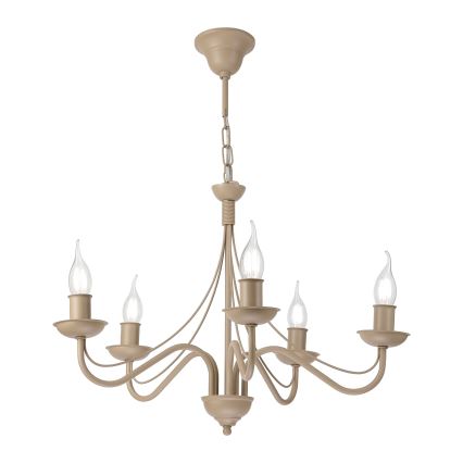 Lustre sur chaîne ANTON 5xE14/60W/230V beige