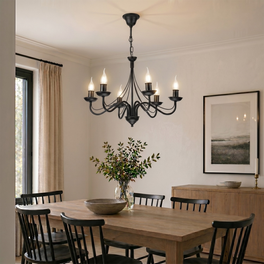 Lustre sur chaîne ANTON 6xE14/60W/230V noir