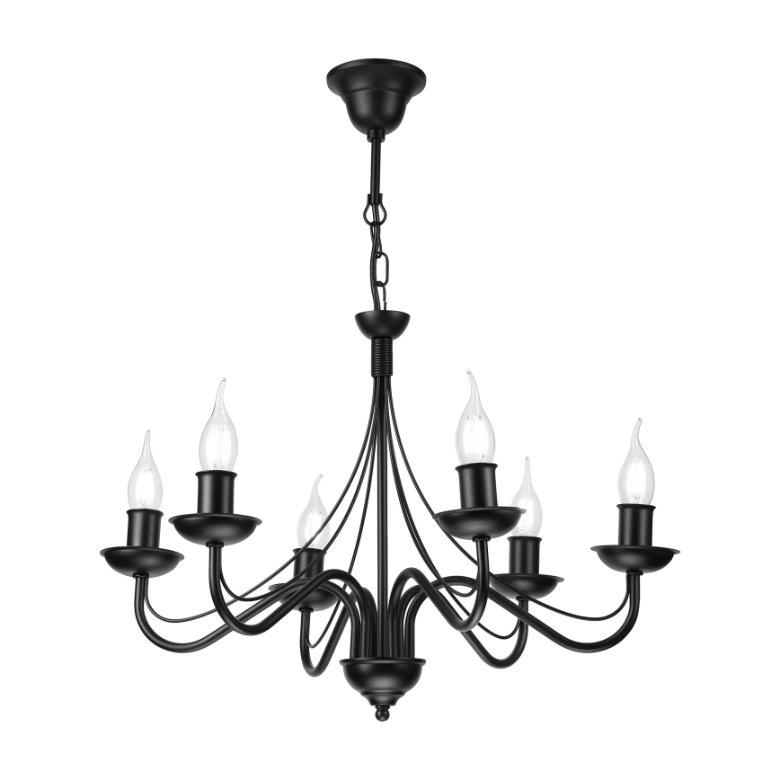 Lustre sur chaîne ANTON 6xE14/60W/230V noir