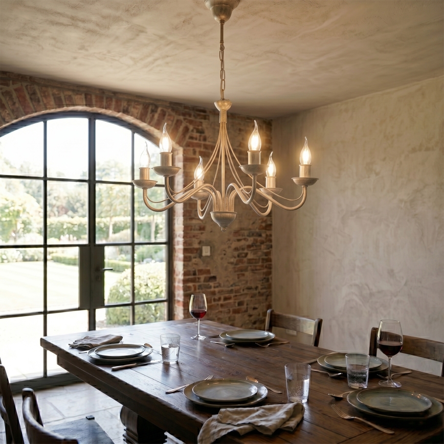 Lustre sur chaîne ANTON 6xE14/60W/230V patine blanche