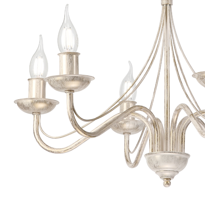 Lustre sur chaîne ANTON 6xE14/60W/230V patine blanche