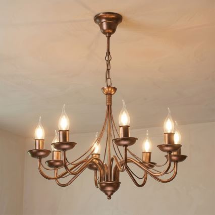 Lustre sur chaîne ANTON 8xE14/60W/230V bronze