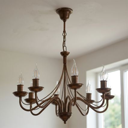 Lustre sur chaîne ANTON 8xE14/60W/230V bronze