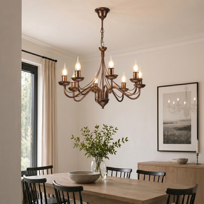 Lustre sur chaîne ANTON 8xE14/60W/230V bronze