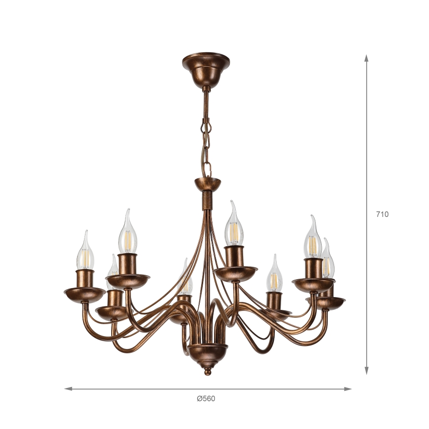 Lustre sur chaîne ANTON 8xE14/60W/230V bronze