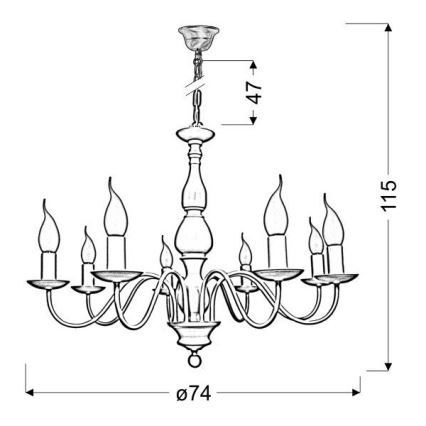 Lustre sur chaîne BELLAGIO 8xE14/40W/230V