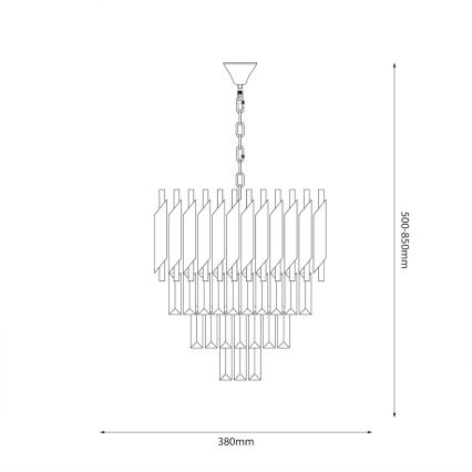 Lustre sur chaîne CRISTAL 5xE14/10W/230V noir/chrome mat