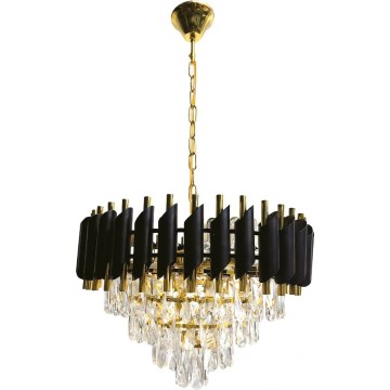 Lustre sur chaîne CRISTAL 7xE14/10W/230V noir/doré