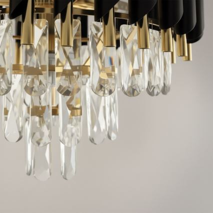 Lustre sur chaîne CRISTAL 7xE14/10W/230V noir/doré