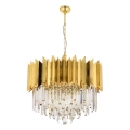 Lustre sur chaîne CRYSTALLINE 8xE27/40W/230V doré