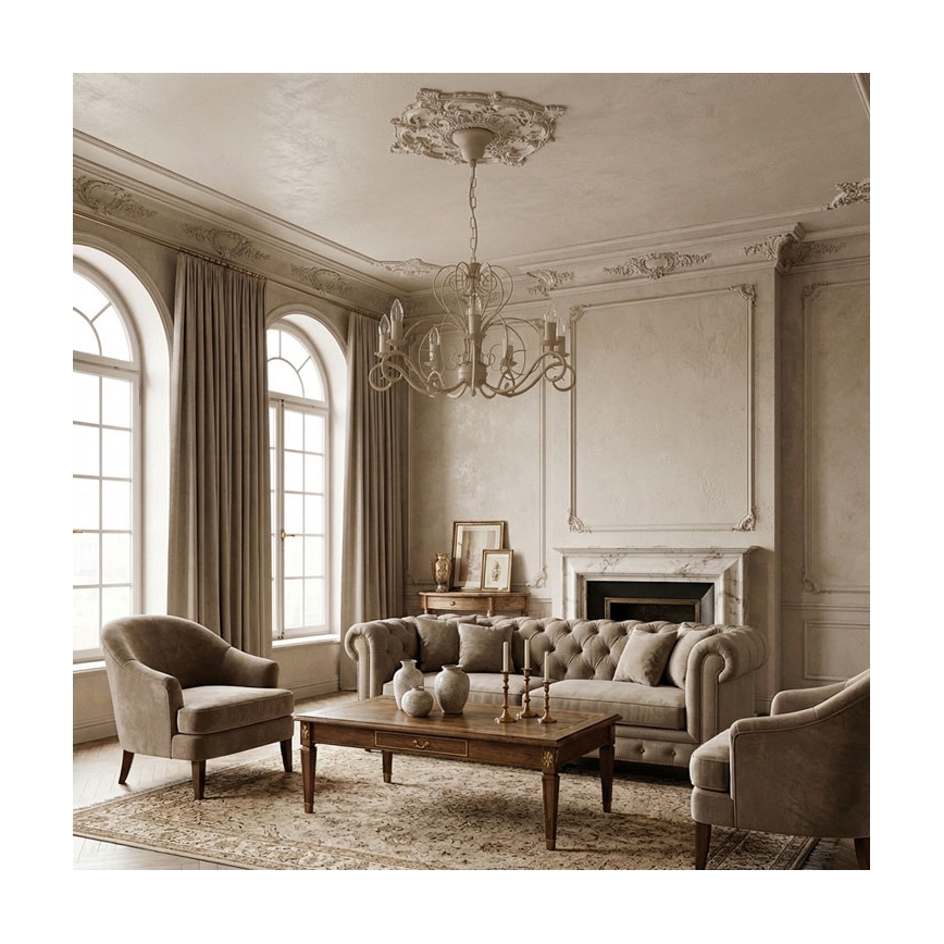 Lustre sur chaîne MAURO 7xE14/15W/230V beige
