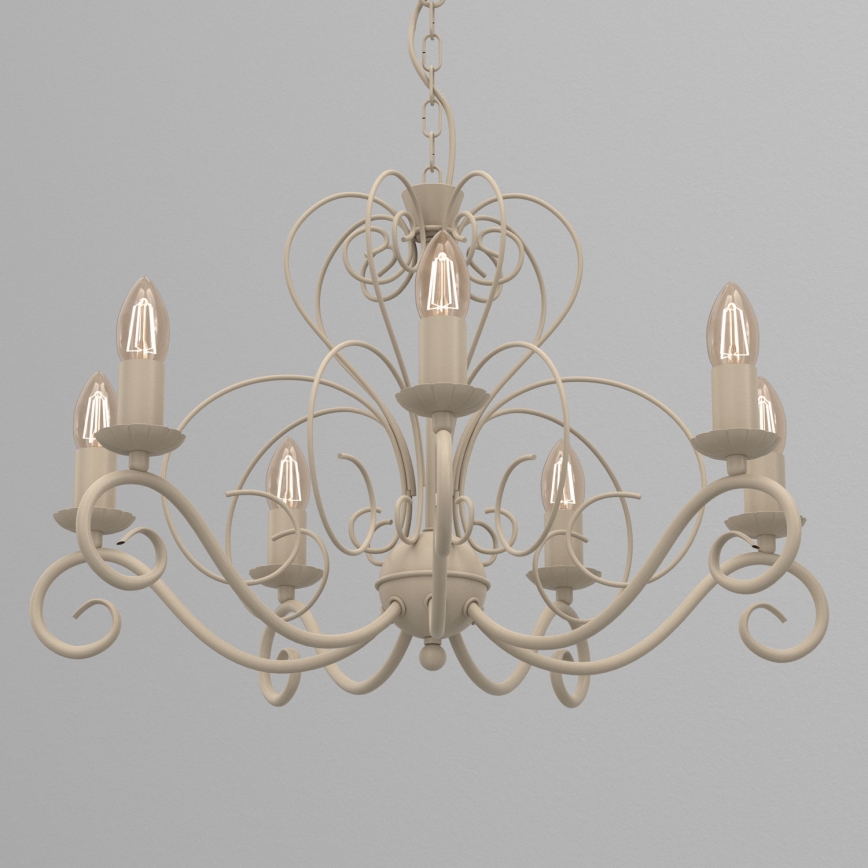 Lustre sur chaîne MAURO 7xE14/15W/230V beige