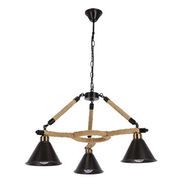 Lustre sur chaîne NEGRU 3xE27/40W/230V noir/marron