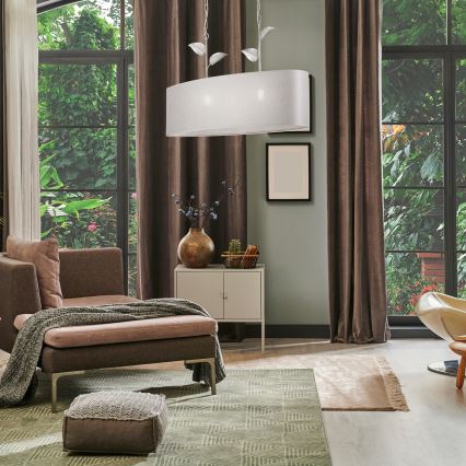 Lustre sur chaîne NOEMI 2xE27/60W/230V argenté/blanc patiné