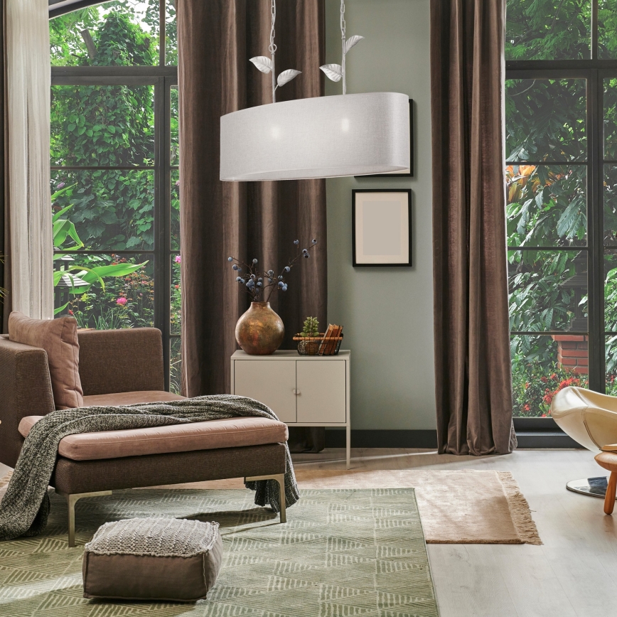 Lustre sur chaîne NOEMI 2xE27/60W/230V argenté/blanc patiné