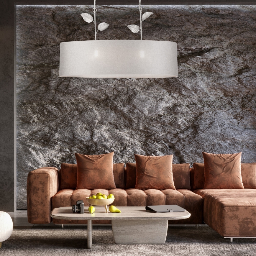 Lustre sur chaîne NOEMI 2xE27/60W/230V argenté/blanc patiné