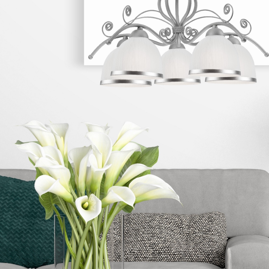 Lustre sur chaîne RETRO II 5xE27/60W/230V argenté