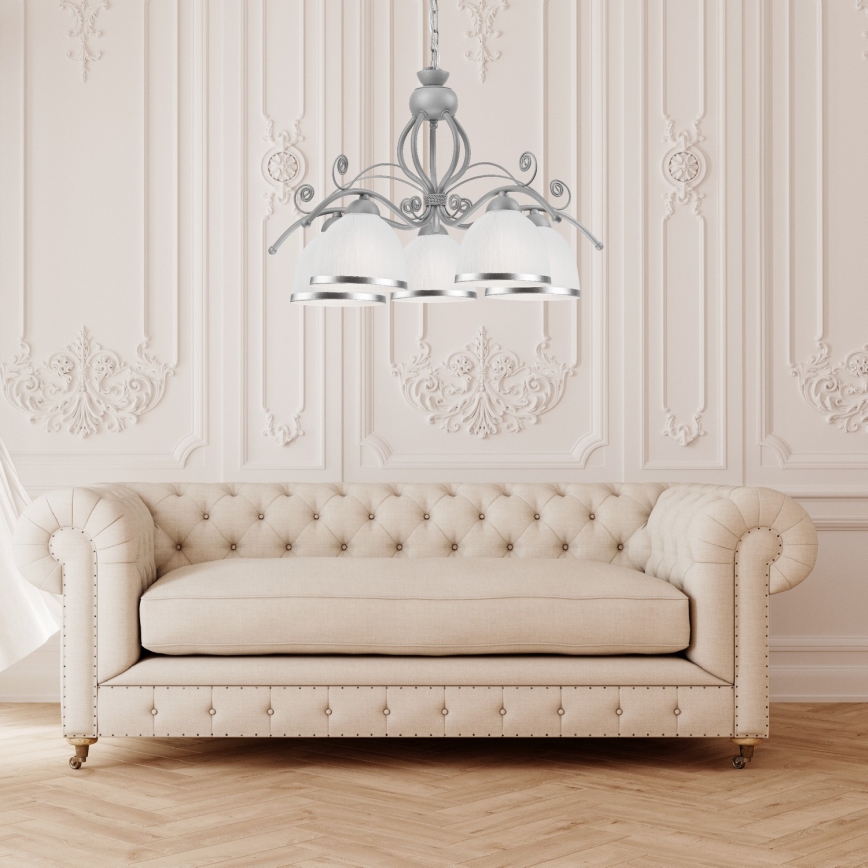 Lustre sur chaîne RETRO II 5xE27/60W/230V argenté