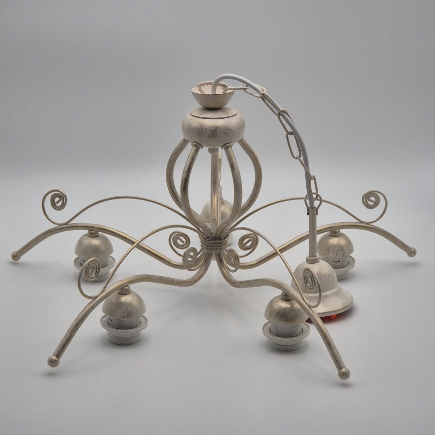 Lustre sur chaîne RETRO II 5xE27/60W/230V blanc patiné