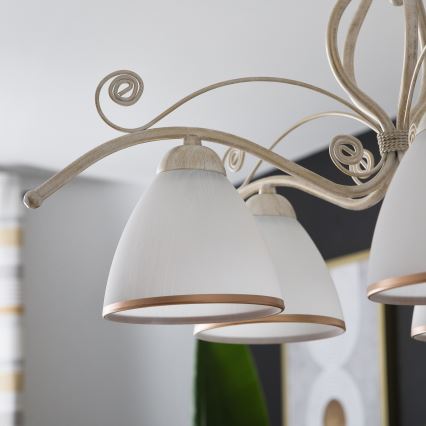 Lustre sur chaîne RETRO II 5xE27/60W/230V blanc patiné