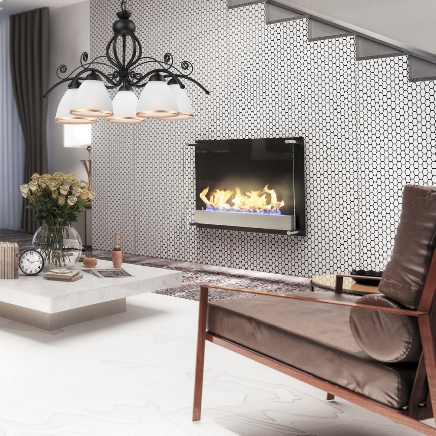 Lustre sur chaîne RETRO II 5xE27/60W/230V noir mat