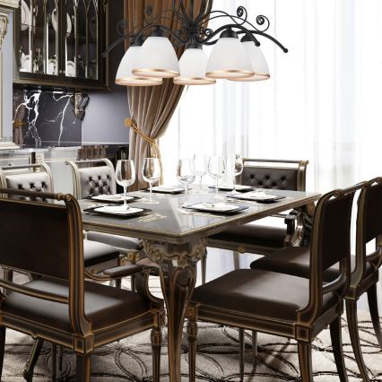 Lustre sur chaîne RETRO II 5xE27/60W/230V noir mat