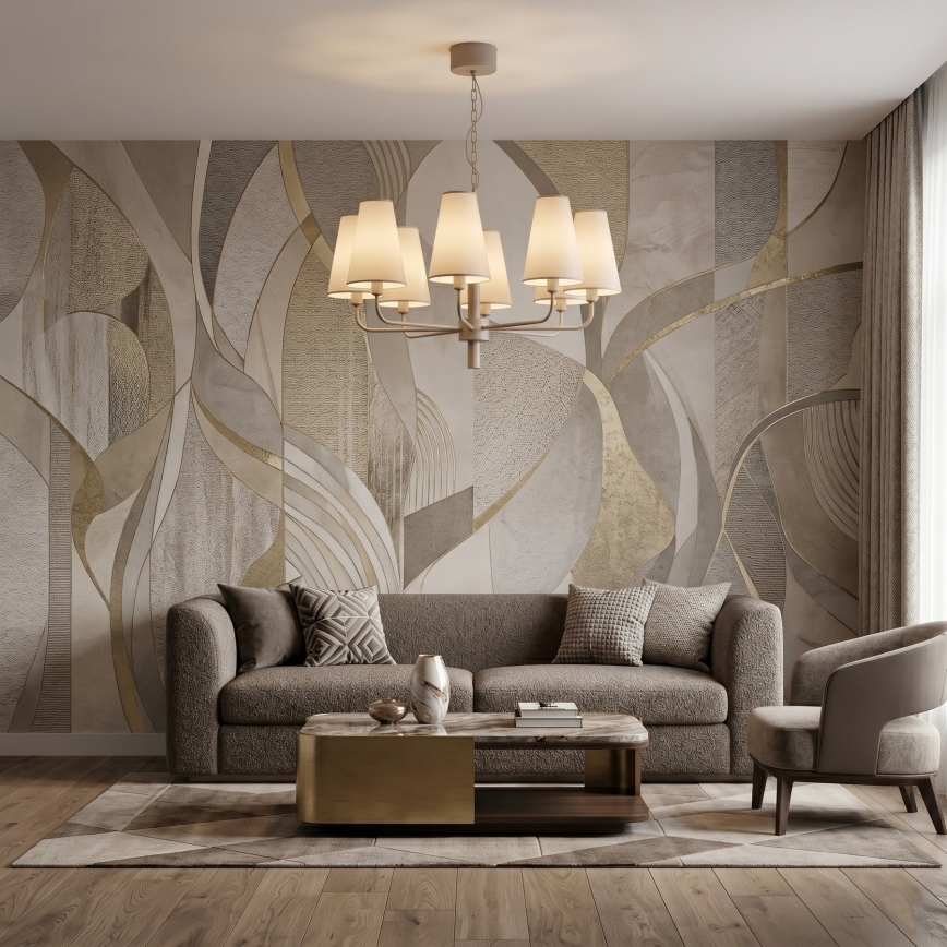 Lustre sur chaîne TORTOLA 8xE14/15W/230V beige