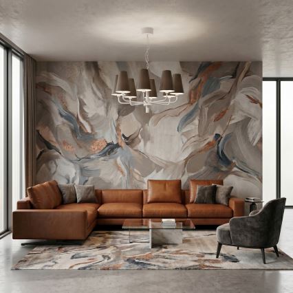 Lustre sur chaîne TORTOLA 8xE14/15W/230V marron/crème